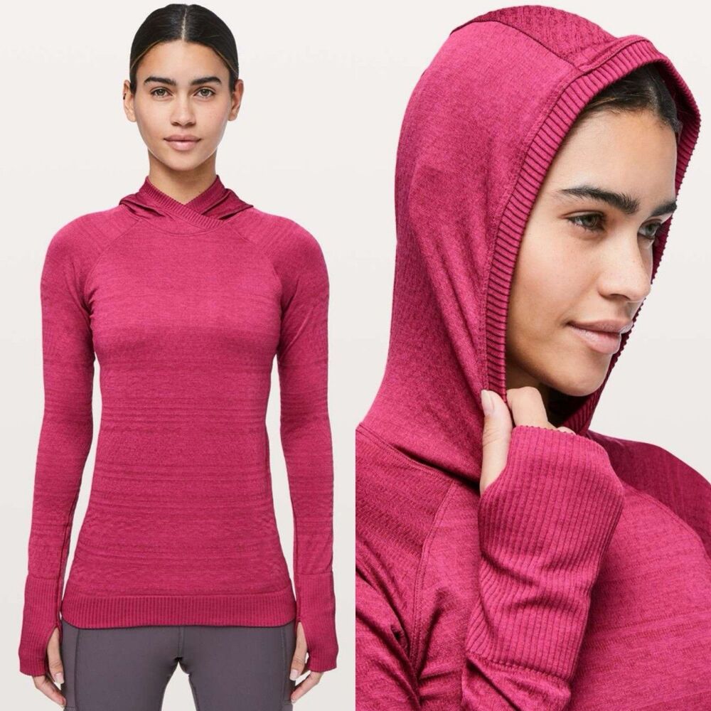 Lululemon Rest Less Hoodie 6 Textured Pullover Pink Body Skimming Running Gym